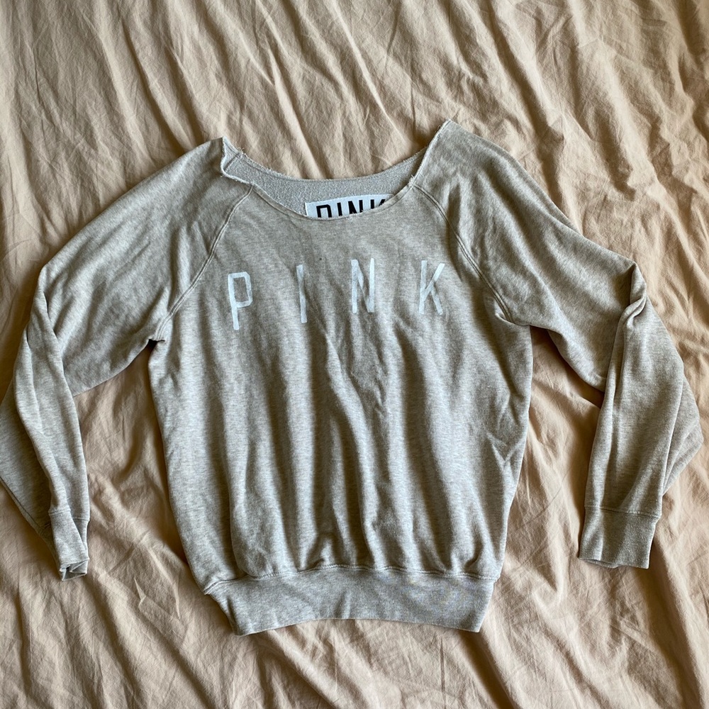 PINK OFF THE SHOULDER CREW NECK